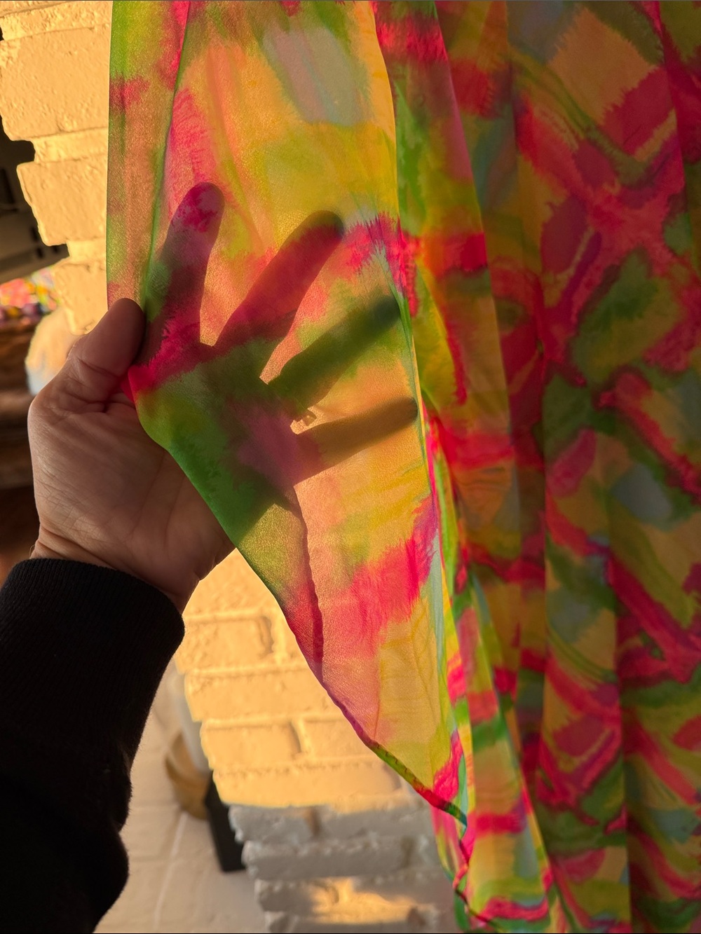 Vintage 1960’s Stella Fagin Sheer Bright Color Kaftan - Picture 2 of 6